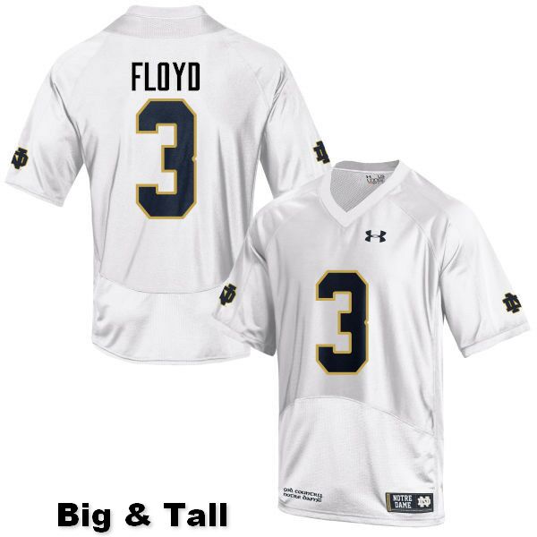 Men's NCAA Notre Dame Fighting Irish #3 Michael Floyd Stitched College Under Armour Authentic White Big & Tall Football Jersey IU10O70AH